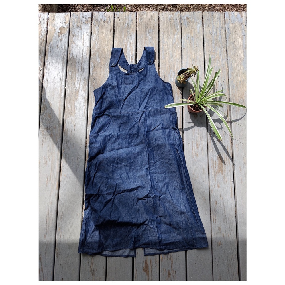 Adorable Long Overall Dress Denim